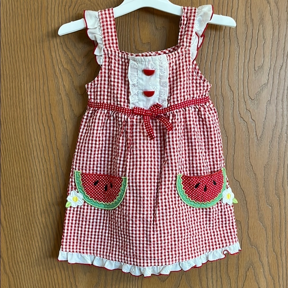 Youngland Red‎ & White Gingham Toddler Watermelon Dress 24M